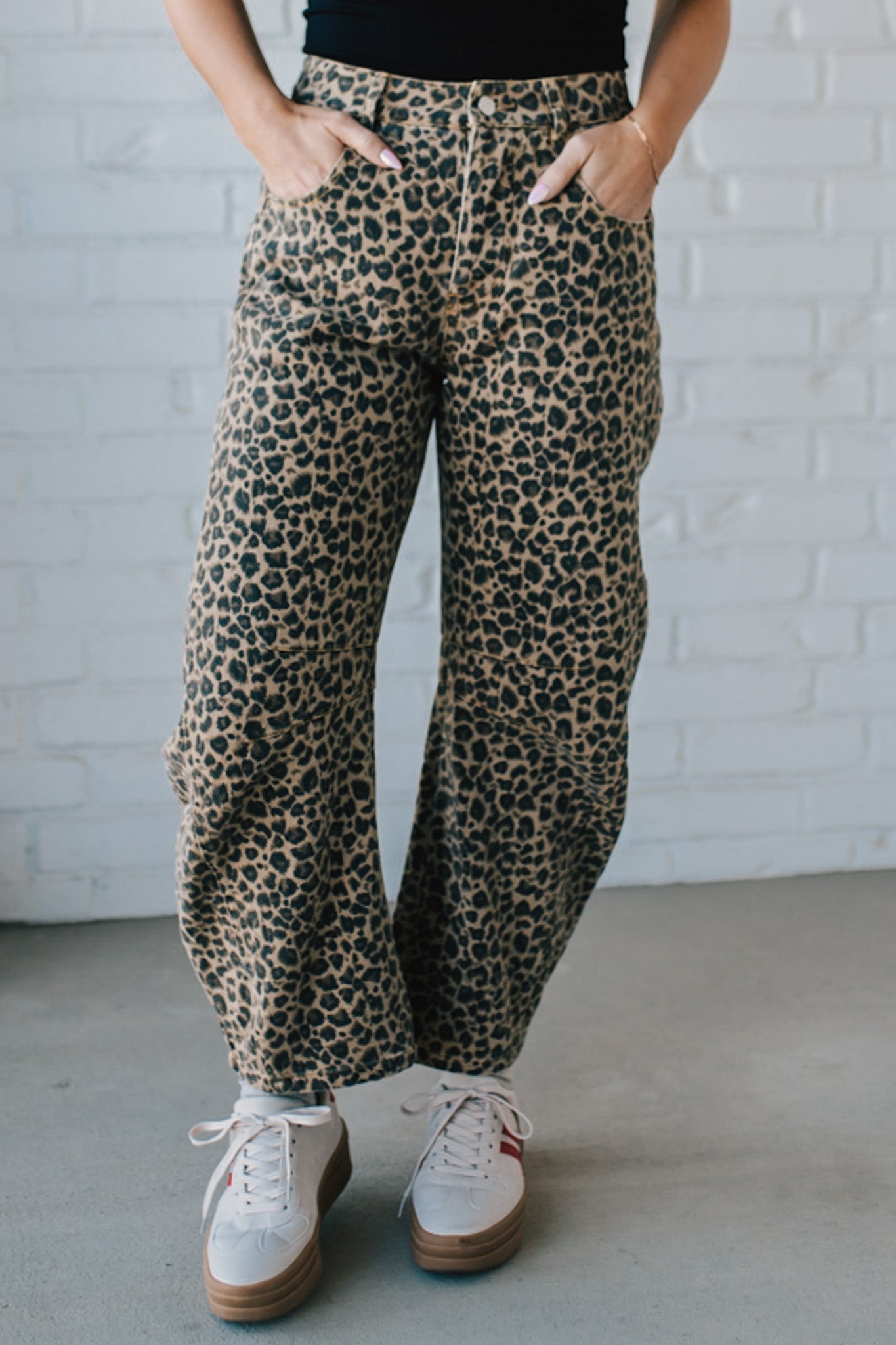 Leopard Barrel Denim Jeans