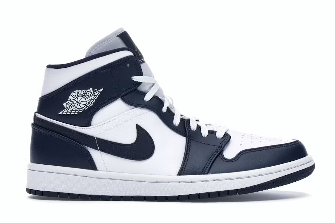 Air Jordan 1 Mid White Metallic Gold Obsidian - catalog main image