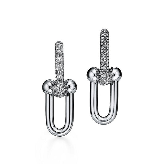 18K Tiffany HardWear Large Link Diamonds Earrings