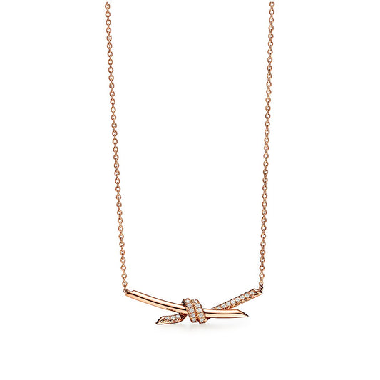18K Tiffany Knot Pendant Diamond Necklace