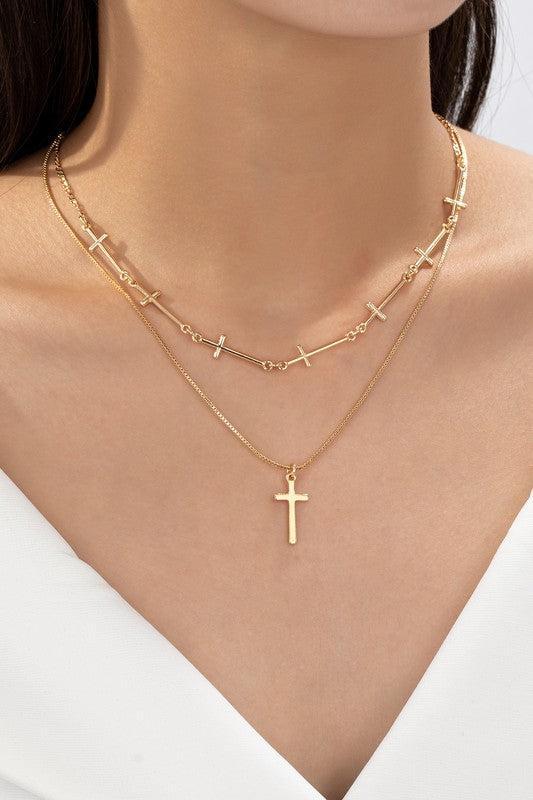 Layered Cross Necklace