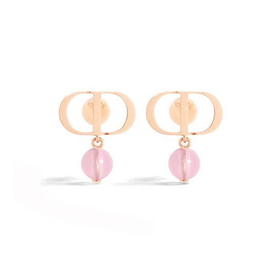 18K Petit Dior Pink Earrings