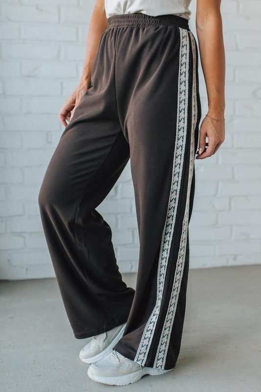 Lace Trimmed Track Pants