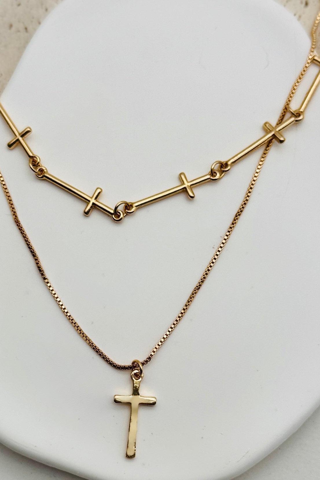 Layered Cross Necklace