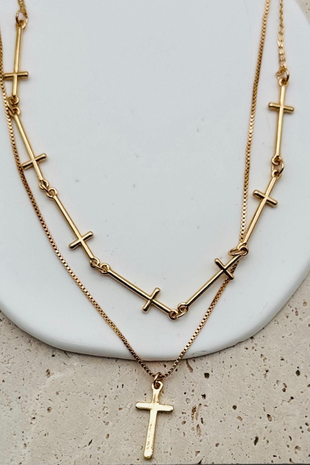 Layered Cross Necklace