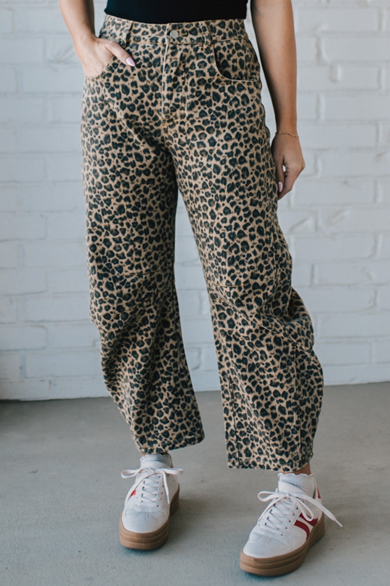 Leopard Barrel Denim Jeans