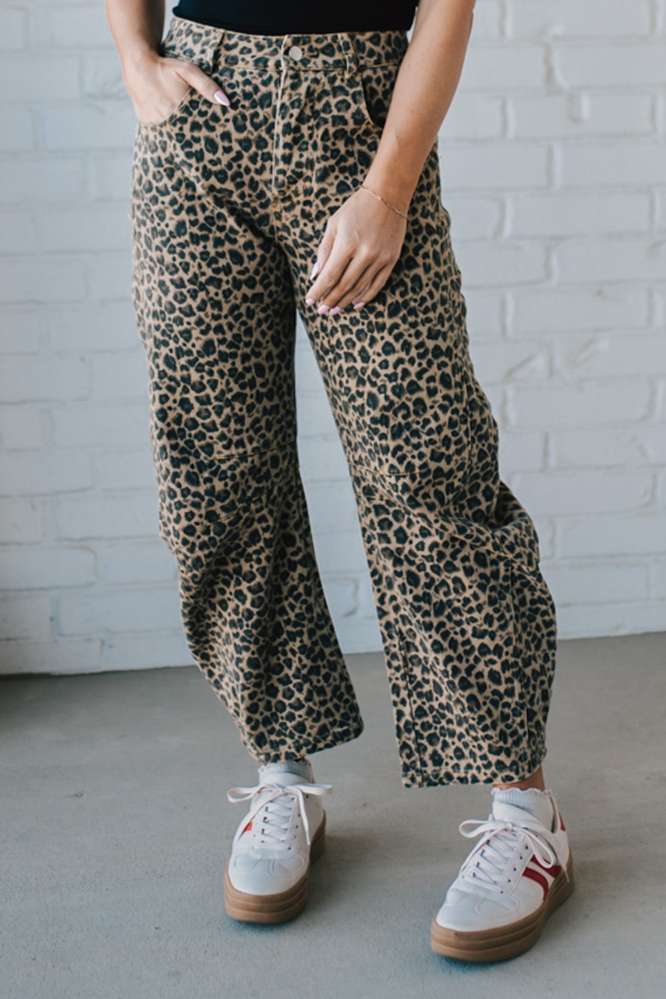 Leopard Barrel Denim Jeans