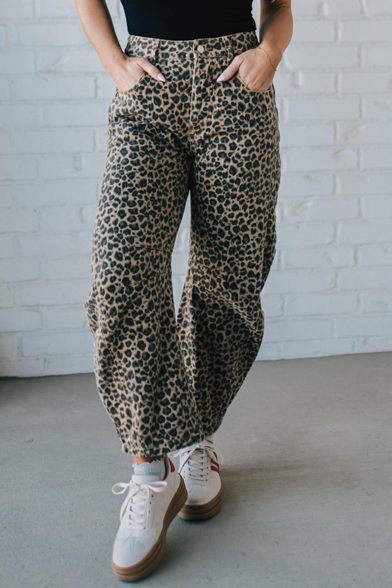 Leopard Barrel Denim Jeans
