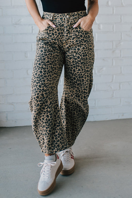 Leopard Barrel Denim Jeans