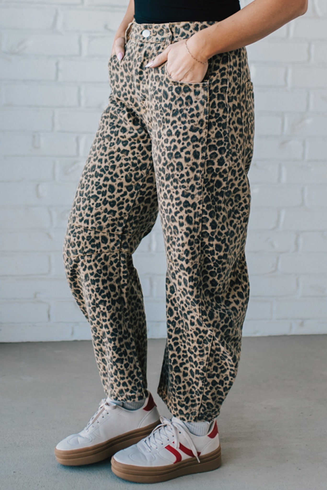 Leopard Barrel Denim Jeans