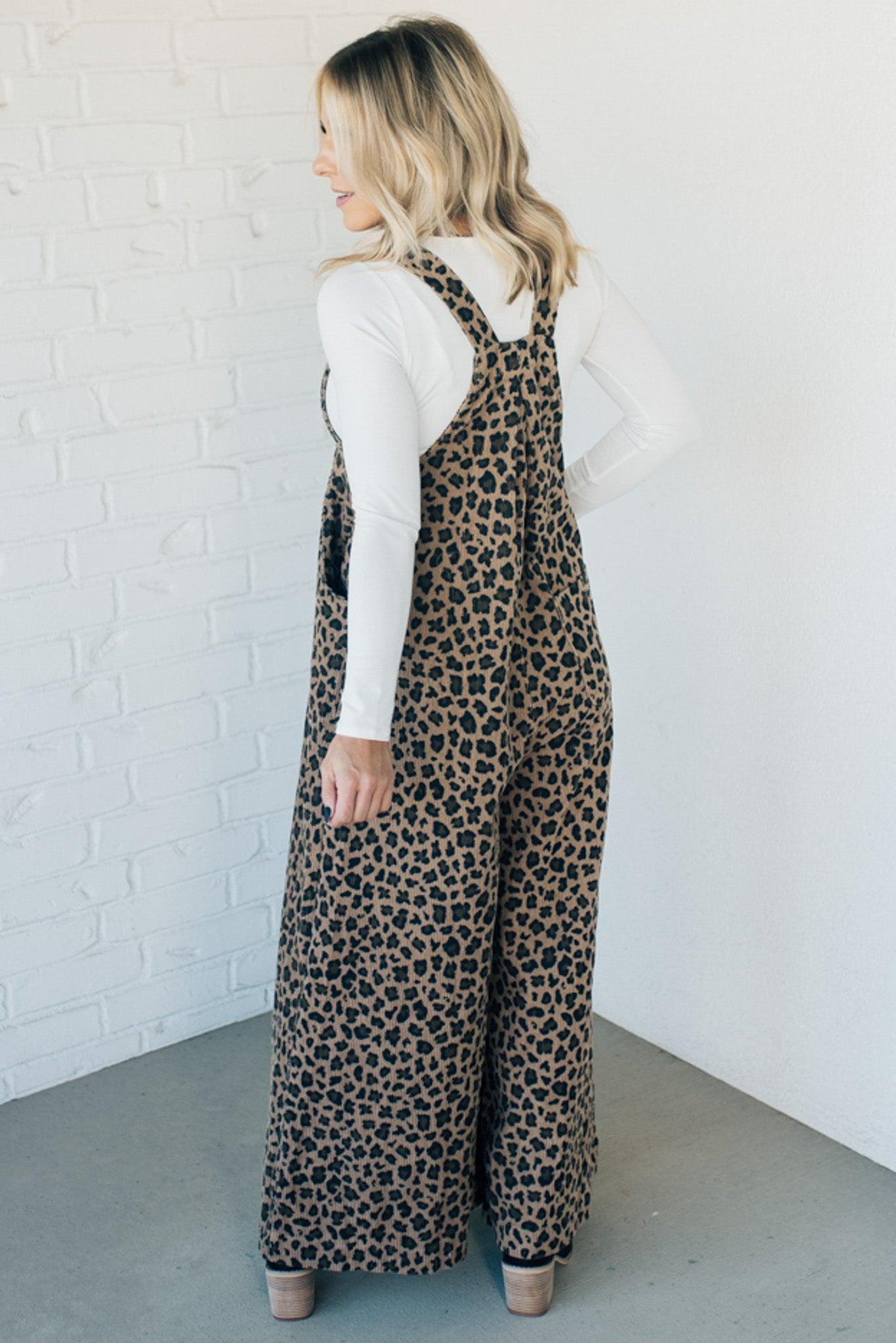 Leopard Corduroy Overalls