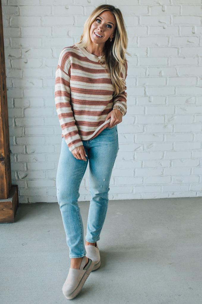 Lessie Striped Boyfriend Sweater