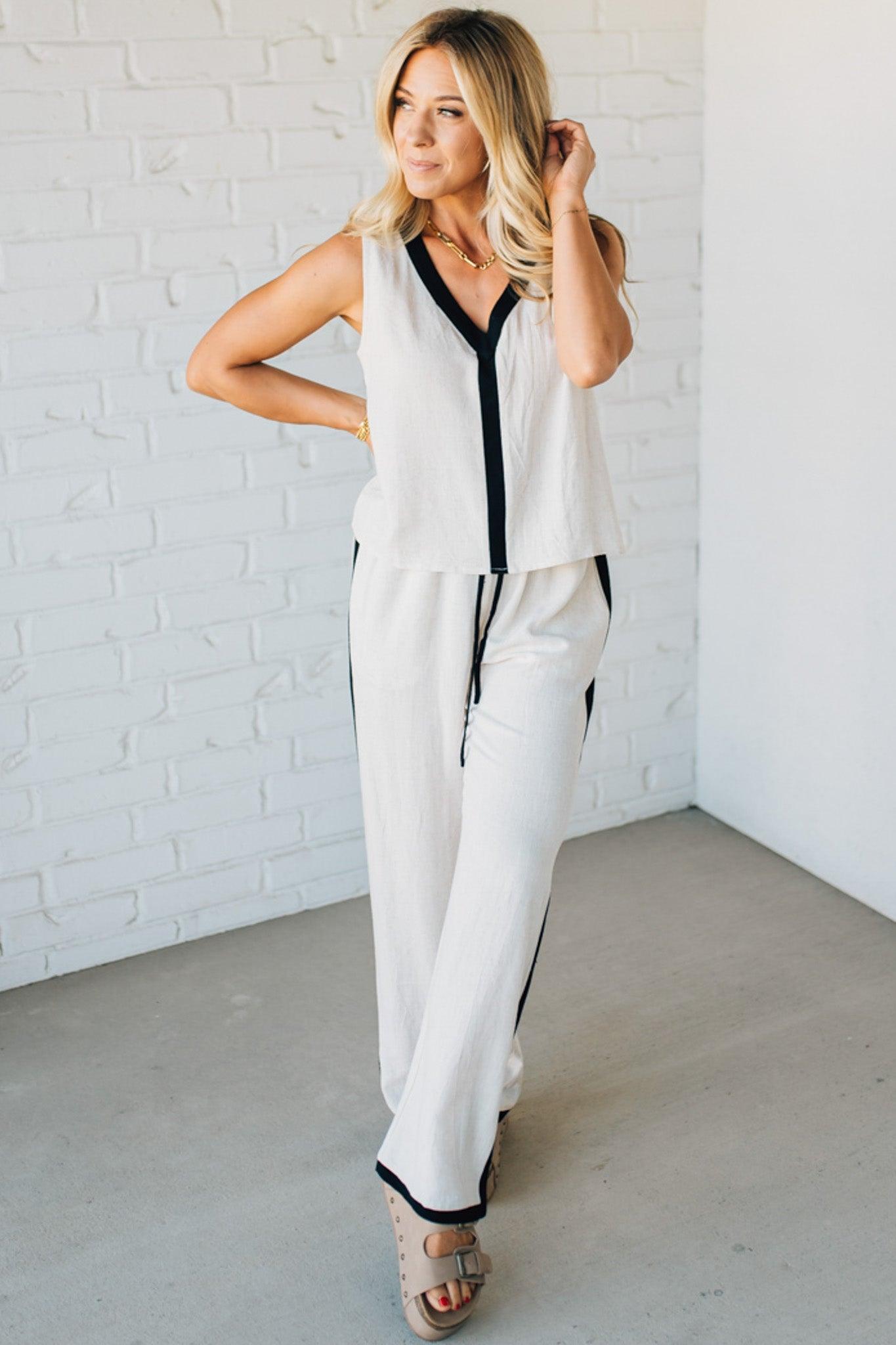 Linen Blend Contrast Set