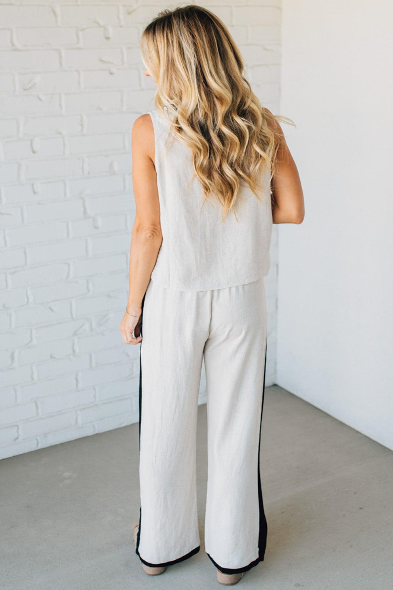 Linen Blend Contrast Set