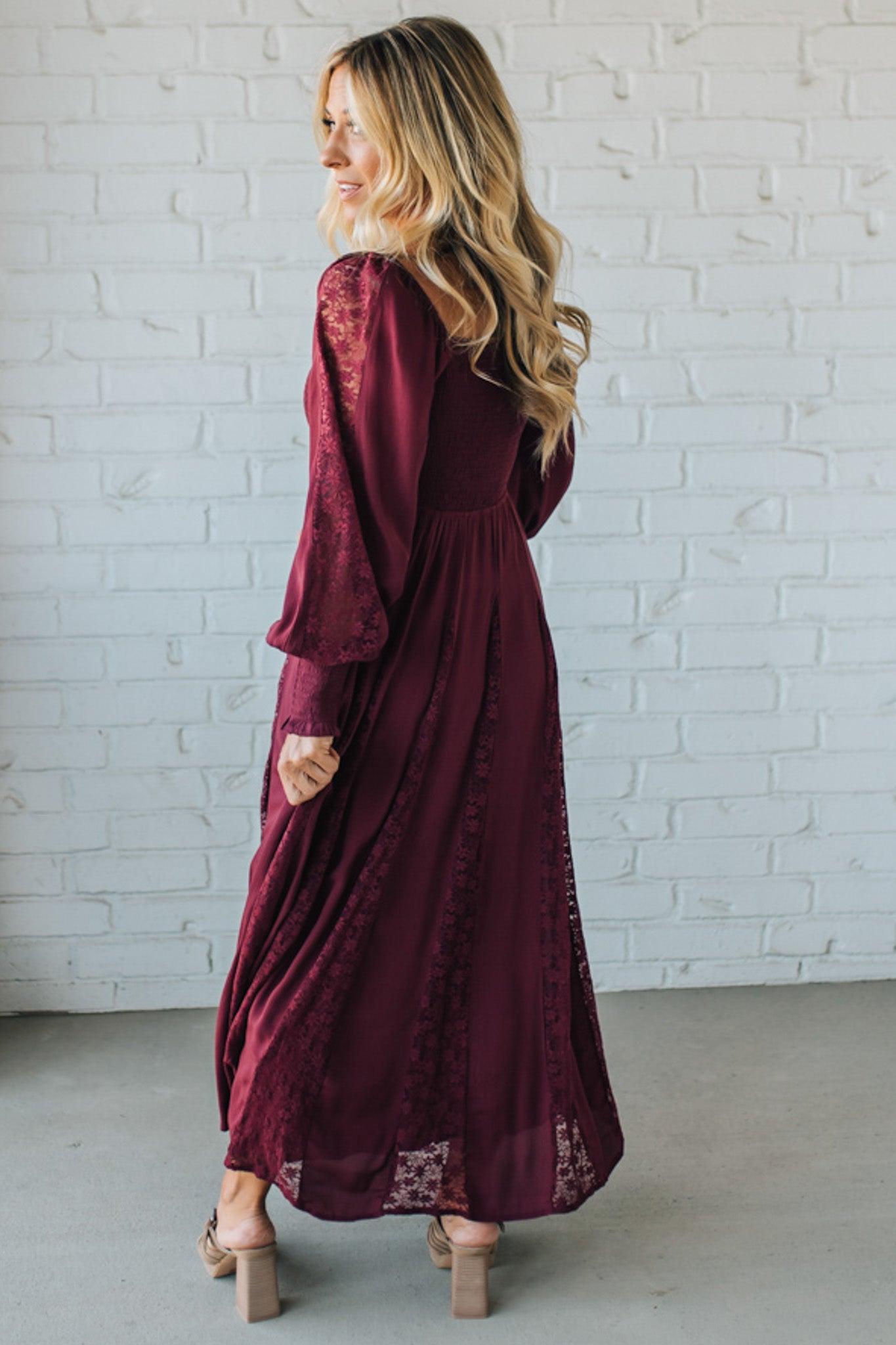 Livey Lace Insert Smocked Maxi Dress