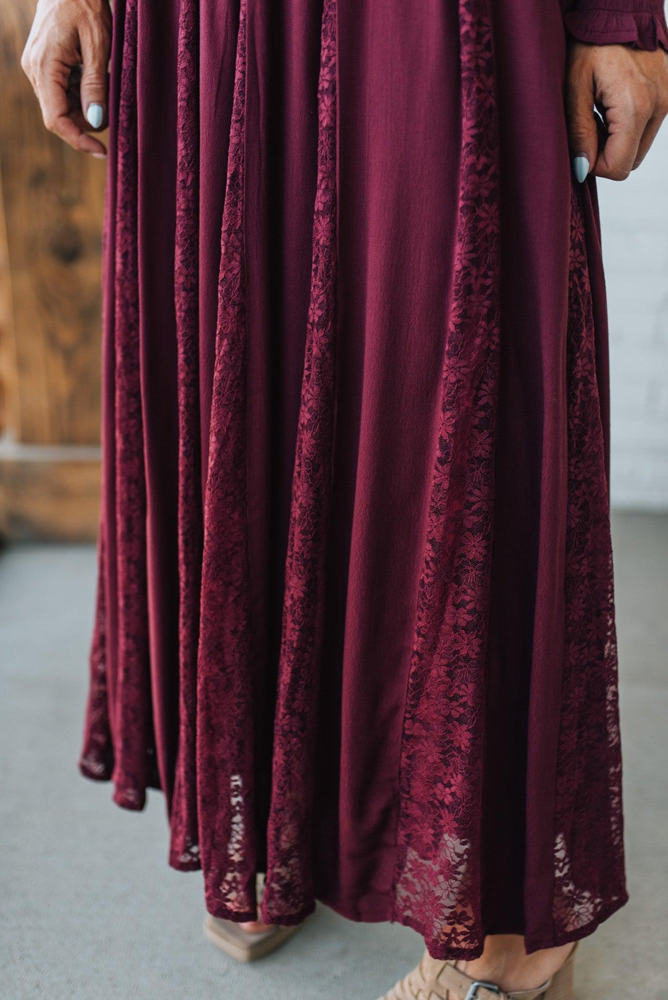 Livey Lace Insert Smocked Maxi Dress