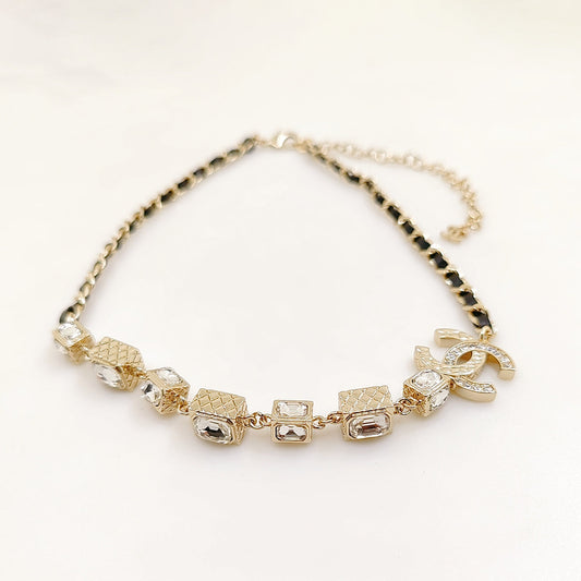 18K  Chanel Square Crystal Choker Necklace