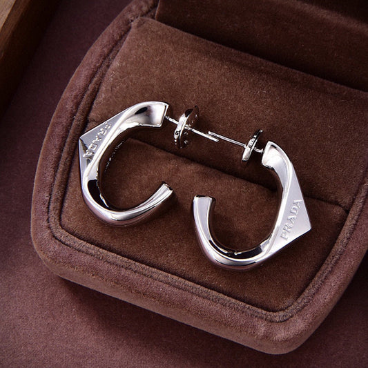 18K Prada Triangle Open Earrings