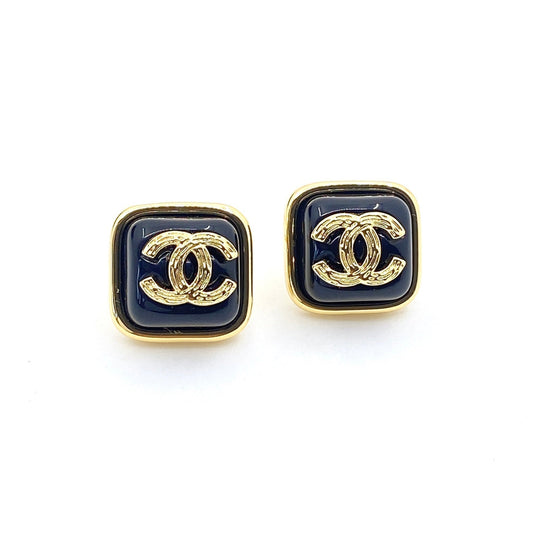 18K  Chanel Square Resin Earrings