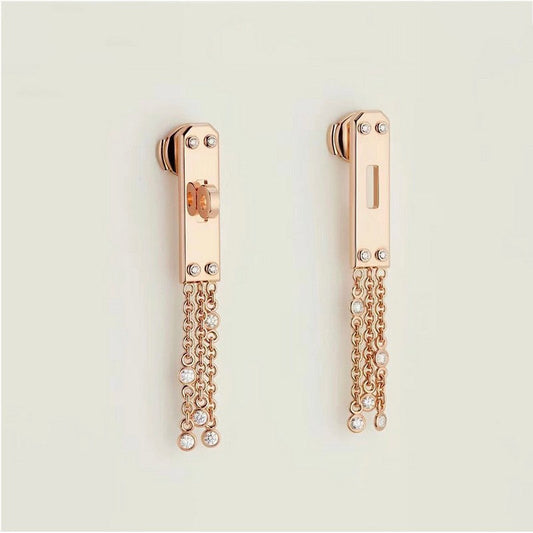 18K Hermes Diamond Kelly Gavroche Earrings